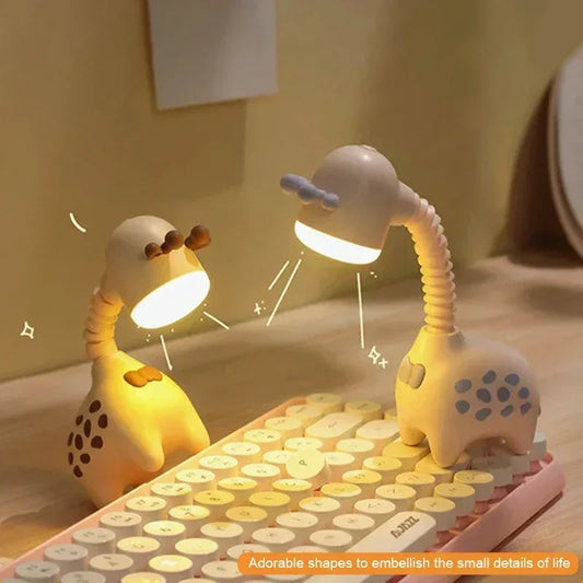 Flexible Giraffe LED Night Light Rechargeable Portable Desktop Lamp - Pink