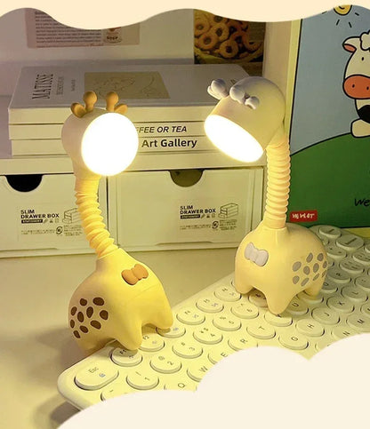 Flexible Giraffe LED Night Light Rechargeable Portable Desktop Lamp - Pink