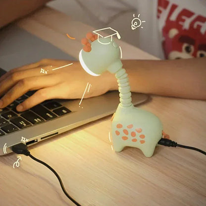 Flexible Giraffe LED Night Light Rechargeable Portable Desktop Lamp - Pink