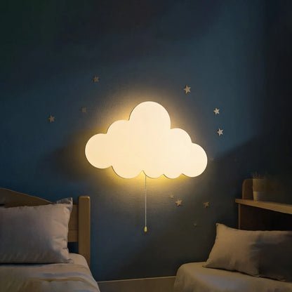 Floating Cloud Wall Lamp Wooden Battery-Operated Nursery Night Light - Cloud