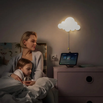Floating Cloud Wall Lamp Wooden Battery-Operated Nursery Night Light - Cloud