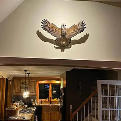 Flying Owl Wall Sculpture – Handcrafted Resin Statement Art - 
