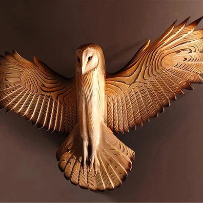 Flying Owl Wall Sculpture – Handcrafted Resin Statement Art - 