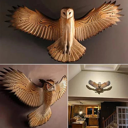 Flying Owl Wall Sculpture – Handcrafted Resin Statement Art - 