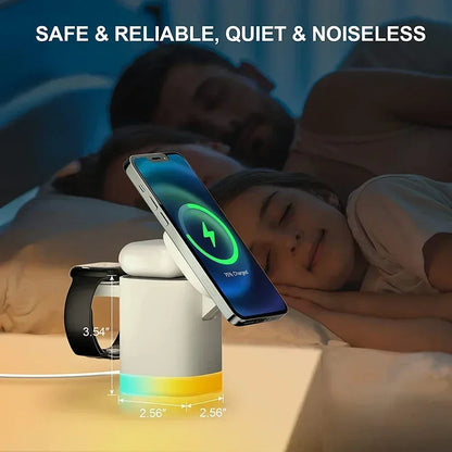 Foldable 3-in-1 MagSafe Wireless Charger RGB Travel Dock for iPhone & Watch - 