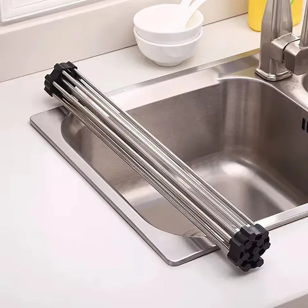 Foldable Roll-Up Sink Drain Rack Multipurpose Dish & Vegetable Drying Mat - S