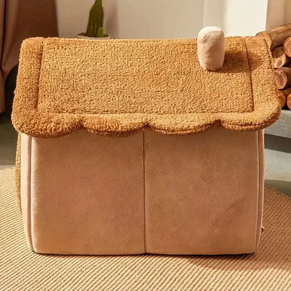 Foldable Winter Pet House Removable & Washable Cat Cave Puppy Sofa Bed - Small