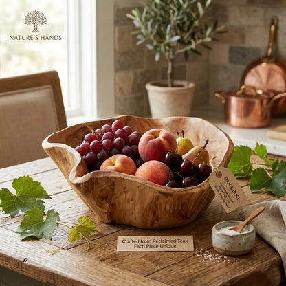 Handmade Natural Wood Fruit Tray - Irregular Bowl for Serving