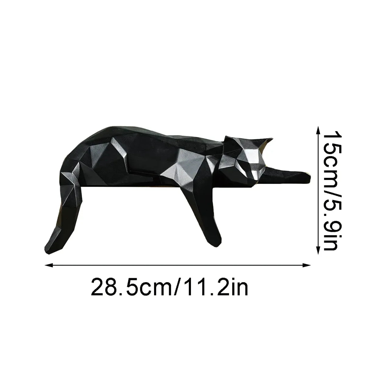 Geometric Cat Sculpture – Modern Minimalist Resin Accent - White