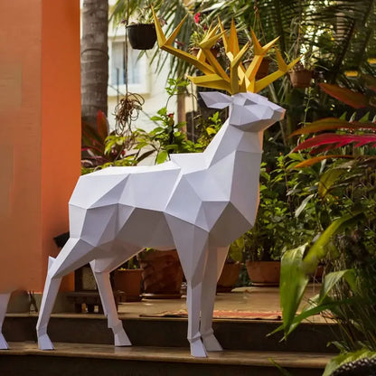 Geometric Deer Sculpture – Modern Origami Statement Decor - 100CM