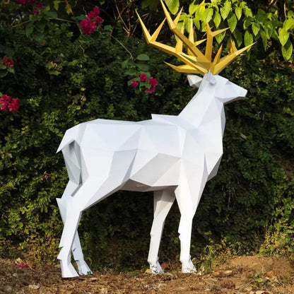 Geometric Deer Sculpture – Modern Origami Statement Decor - 100CM