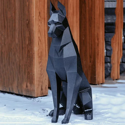 Geometric Doberman Sculpture – Modern Black Statement Decor - 100cm