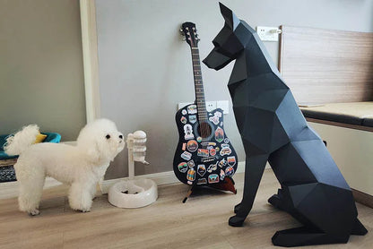 Geometric Doberman Sculpture – Modern Black Statement Decor - 100cm
