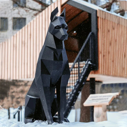 Geometric Doberman Sculpture – Modern Black Statement Decor - 100cm