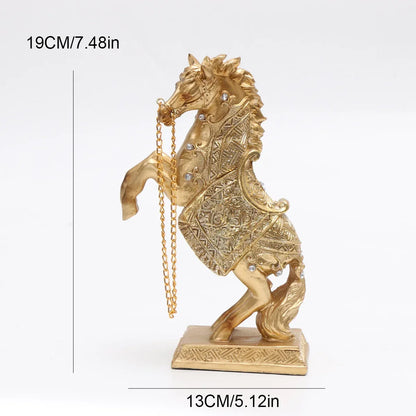 Elegant Golden Horse Statue Majestic Resin Sculpture for Office & Home Decor - 