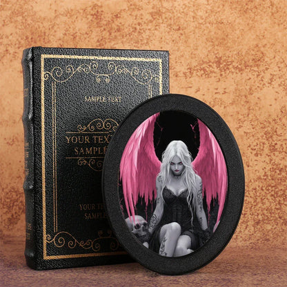 Gothic Oval Angel & Skull Ornament Dark-Style Tattoo Art Decor Piece - 