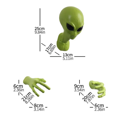 3D Green Alien Wall Sculpture – Extraterrestrial Breakthrough Wall Decor - 