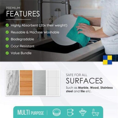 Swedish Dishcloth Cellulose Sponge Cloths -10 Pack