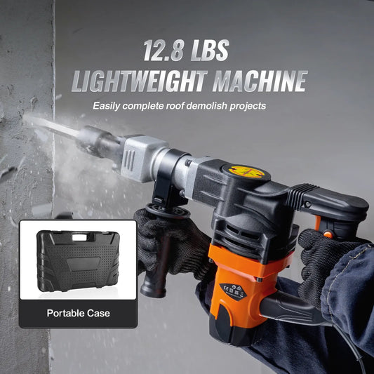 1400W Heavy-Duty Demolition Jack Hammer | 2900 BPM Electric Concrete Breaker with 2 Chisel Bits