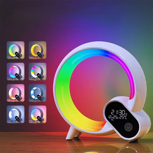 Creative Q Light Smart Alarm Clock Lamp – Bluetooth Speaker, Wireless Charger & Sunrise Mood Lighting - White