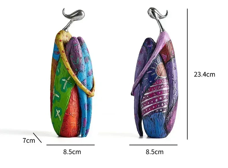 Colorful Abstract Yoga Lady Sculptures – Artistic Resin Figurine Set - 