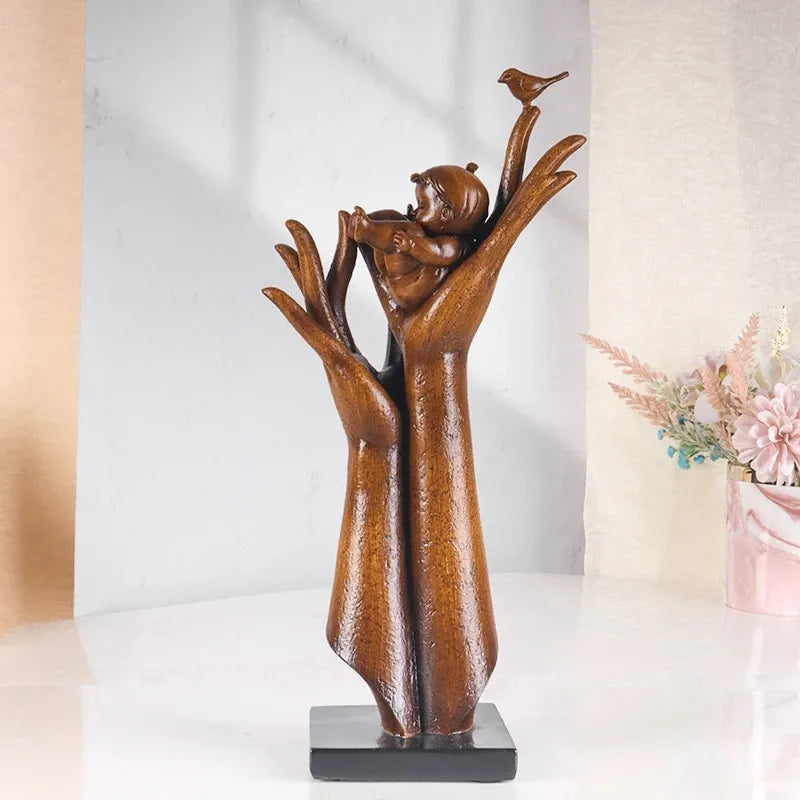 Hand of Aspiration Resin Sculpture – Wood Grain Abstract Hand Decor Statue