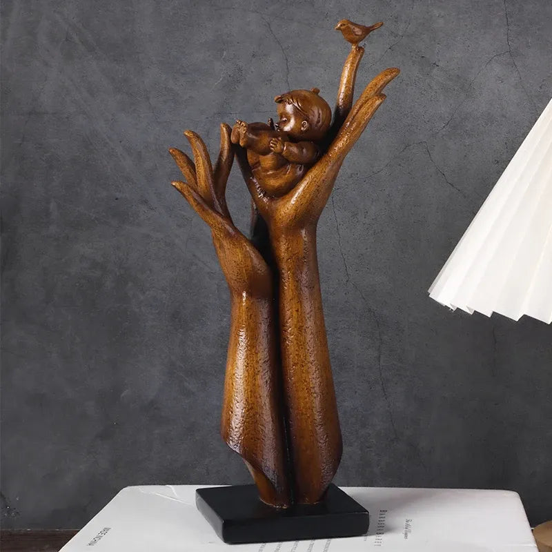 Hand of Aspiration Resin Sculpture – Wood Grain Abstract Hand Decor Statue