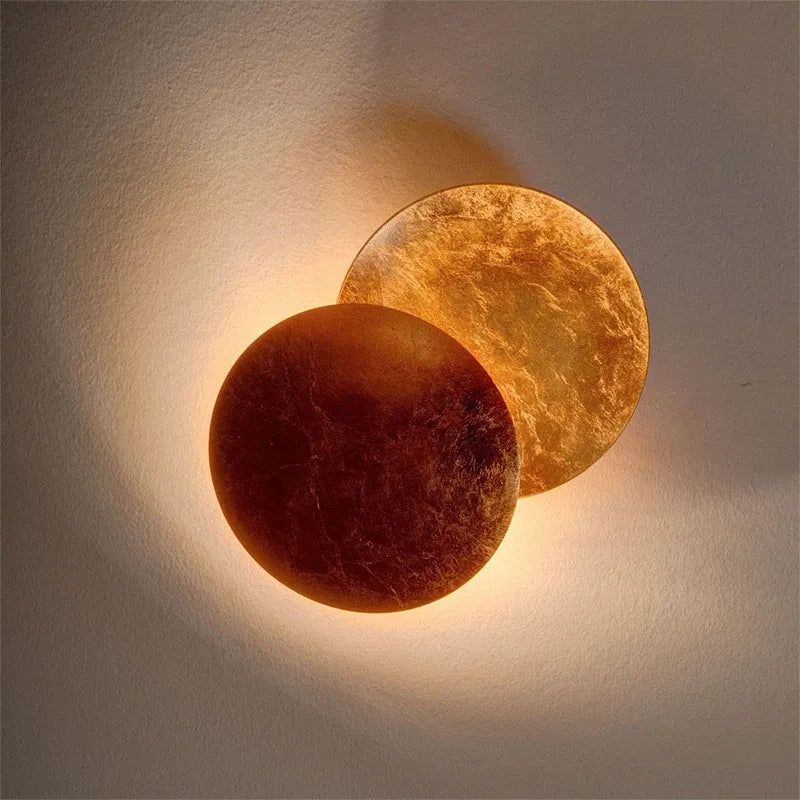 Moon Eclipse LED Wall Sconce – Modern Gold Round Bedside & Living Room Lamp