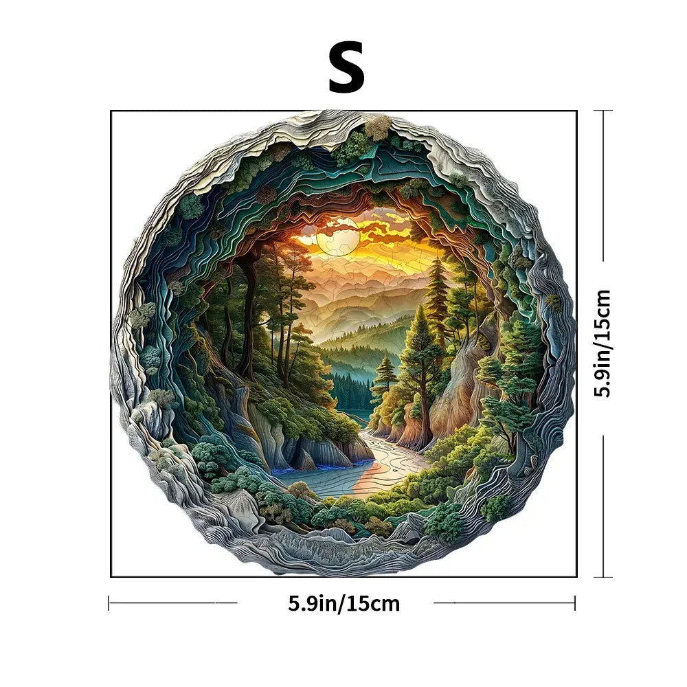 3D Forest Cave Animal Wooden Puzzle Unique Layered Irregular Shape Toy