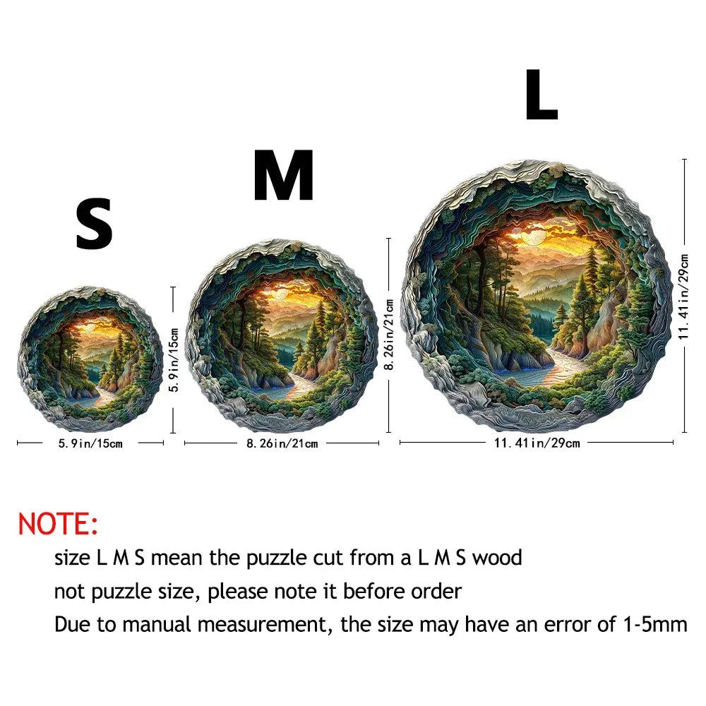 3D Forest Cave Animal Wooden Puzzle Unique Layered Irregular Shape Toy