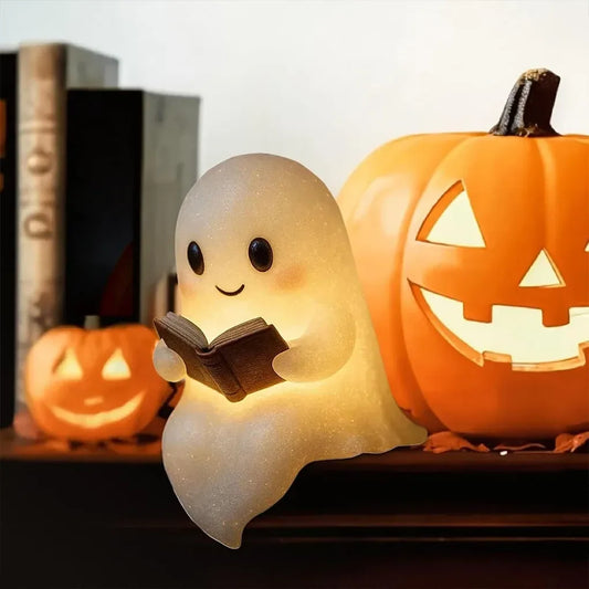 Cute Ghost Reading Lamp 3D LED Spooky Night Light for Book Lovers - 1pc
