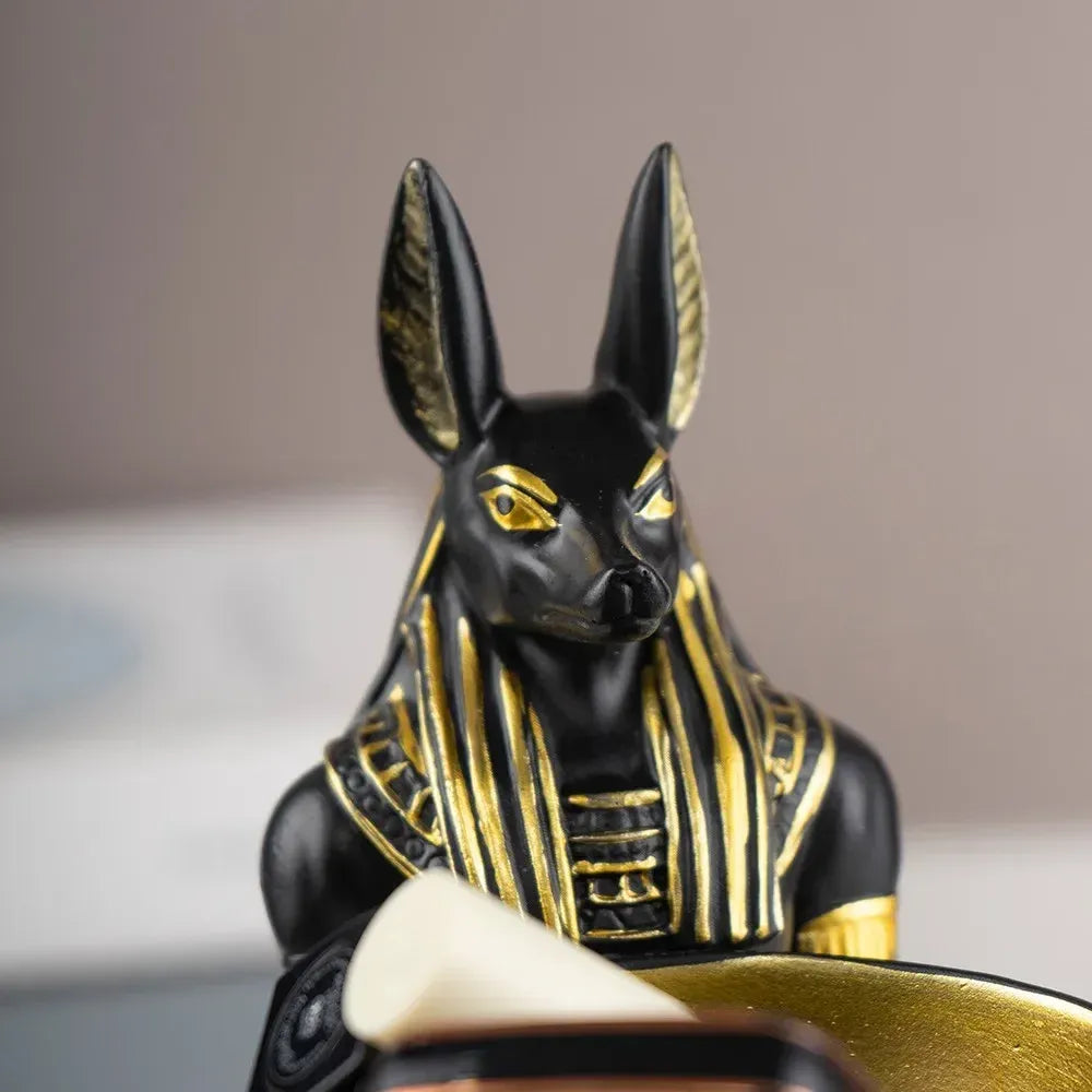 Egyptian Anubis Candy Bowl Statue – Ancient Egypt Resin Key & Snack Holder