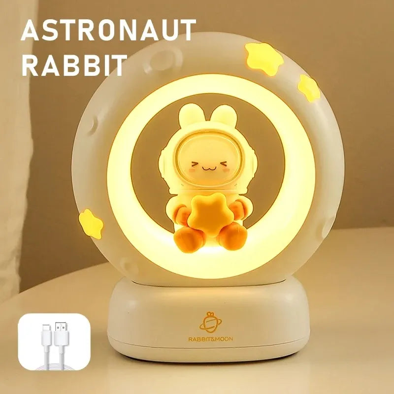Cute Moon Rabbit LED Night Light USB Rechargeable Touch Sensor Lamp