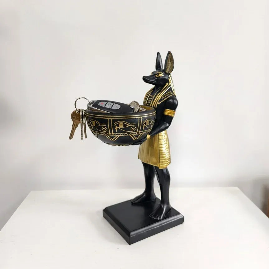 Egyptian Anubis Candy Bowl Statue – Ancient Egypt Resin Key & Snack Holder