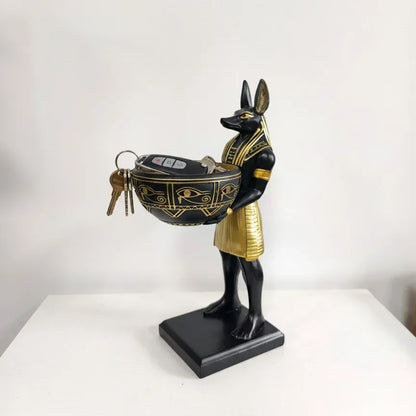 Egyptian Anubis Candy Bowl Statue – Ancient Egypt Resin Key & Snack Holder - 