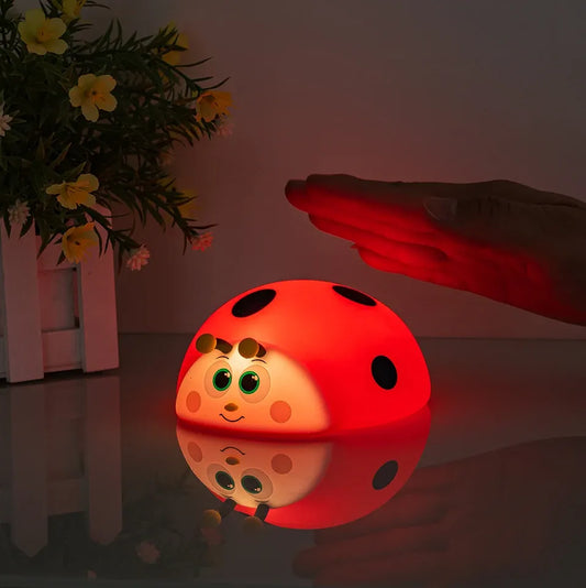 Ladybug Silicone Nursery Night Light Touch Control Rechargeable LED Lamp