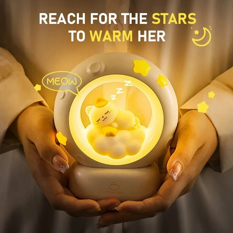 Cute Moon Rabbit LED Night Light USB Rechargeable Touch Sensor Lamp