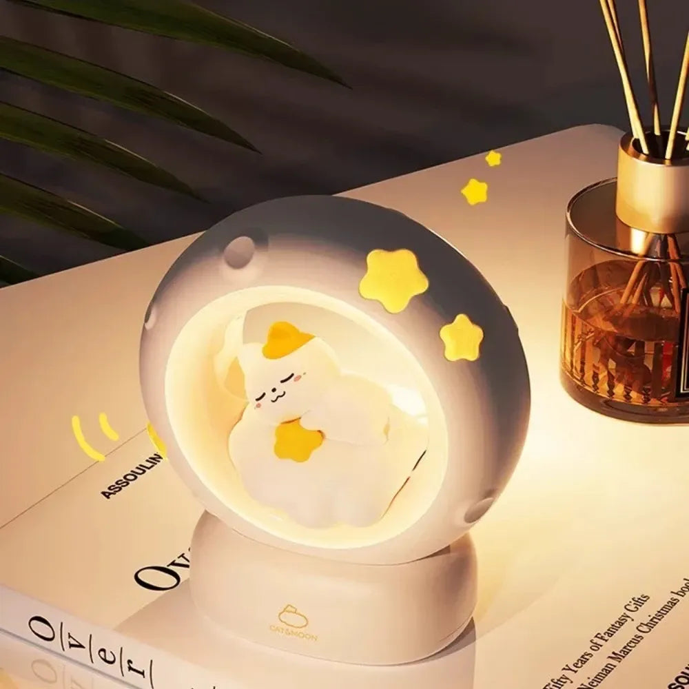Cute Moon Rabbit LED Night Light USB Rechargeable Touch Sensor Lamp