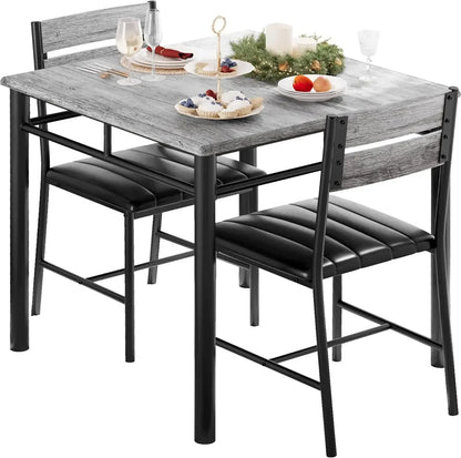 3-Piece Compact Dining Set Small Kitchen Table & 2 Upholstered Chairs - Ninjanew