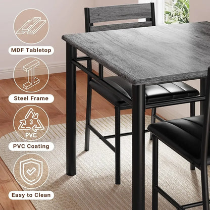 3-Piece Compact Dining Set Small Kitchen Table & 2 Upholstered Chairs - Ninjanew