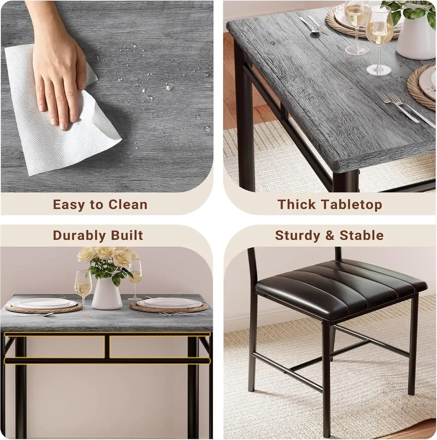 3-Piece Compact Dining Set Small Kitchen Table & 2 Upholstered Chairs - Ninjanew