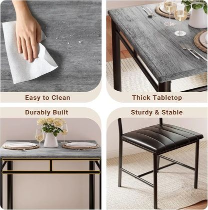 3-Piece Compact Dining Set Small Kitchen Table & 2 Upholstered Chairs - Ninjanew
