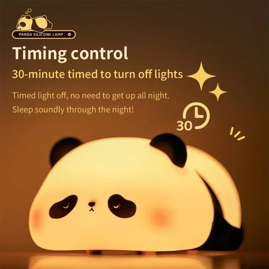 Cute Panda Silicone LED Night Light Touch Sensor Dimmable Nursery Lamp