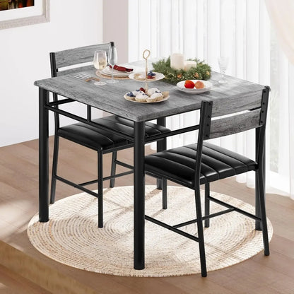 3-Piece Compact Dining Set Small Kitchen Table & 2 Upholstered Chairs - Ninjanew