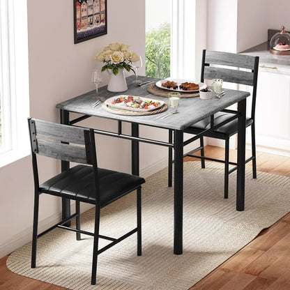 3-Piece Compact Dining Set Small Kitchen Table & 2 Upholstered Chairs - Ninjanew