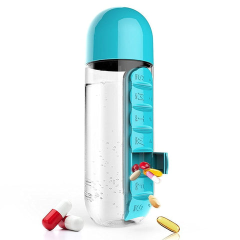 Water Bottle with Daily Pill Organizer