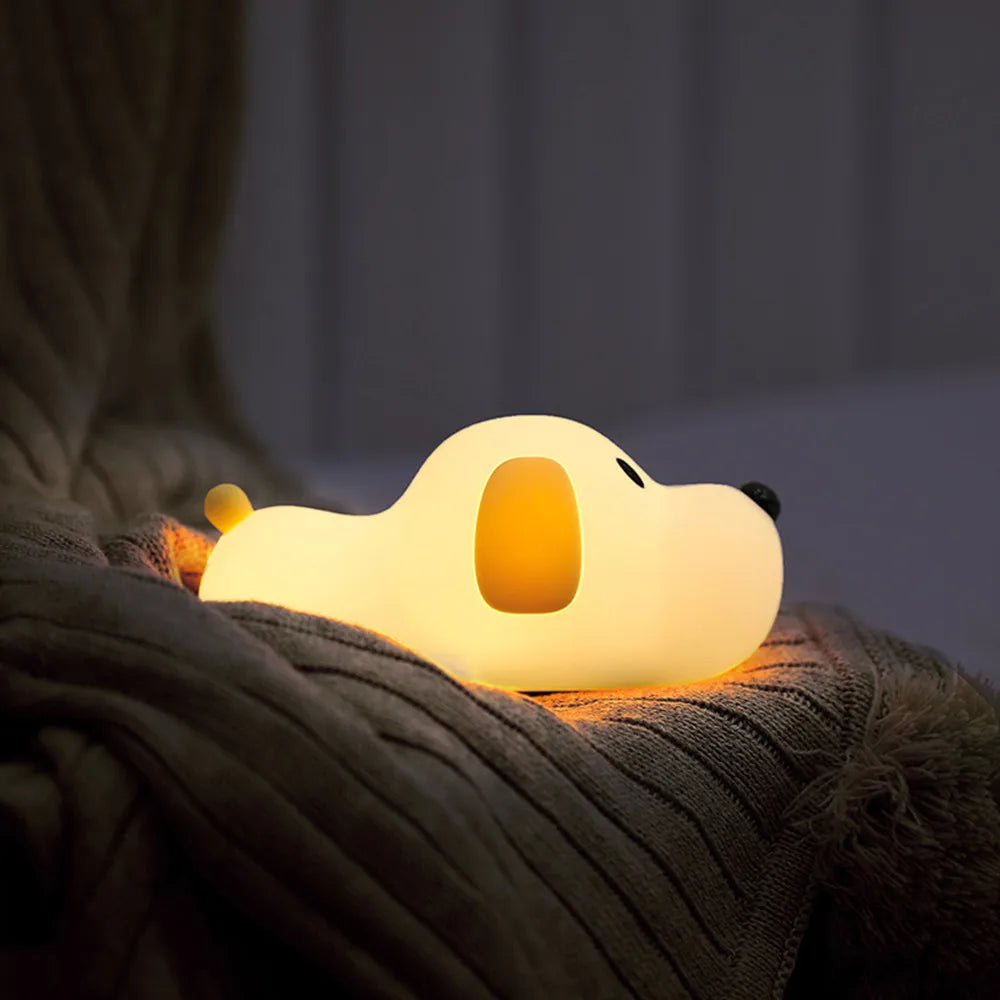 Dimmable Puppy Silicone Night Light Touch Control & Timer Rechargeable Lamp