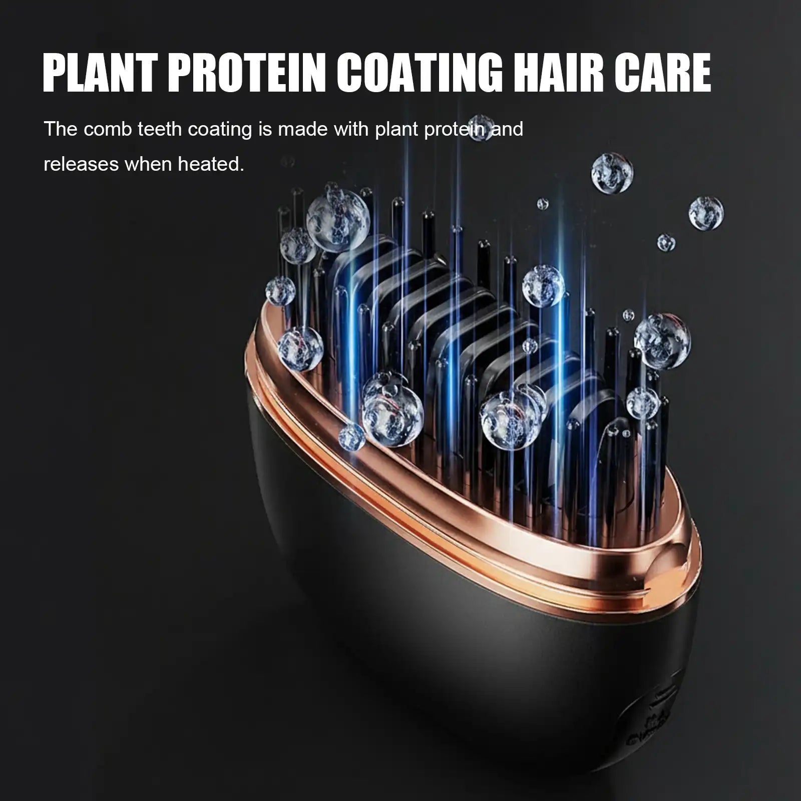 Hair care product with plant protein coating on a black background