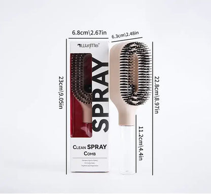 Hairbrush and packaging with dimensions on a white background