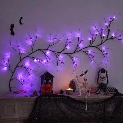 Halloween Willow Vine String Lights 8 Modes Bat & Pumpkin LED Decor - Bat Vine Strips